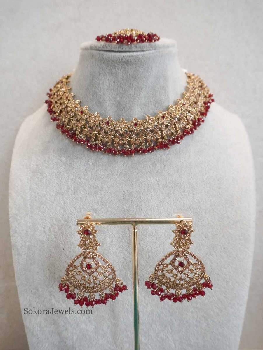 Priyansha Golden Necklace sets - SOKORA JEWELSPriyansha Golden Necklace sets