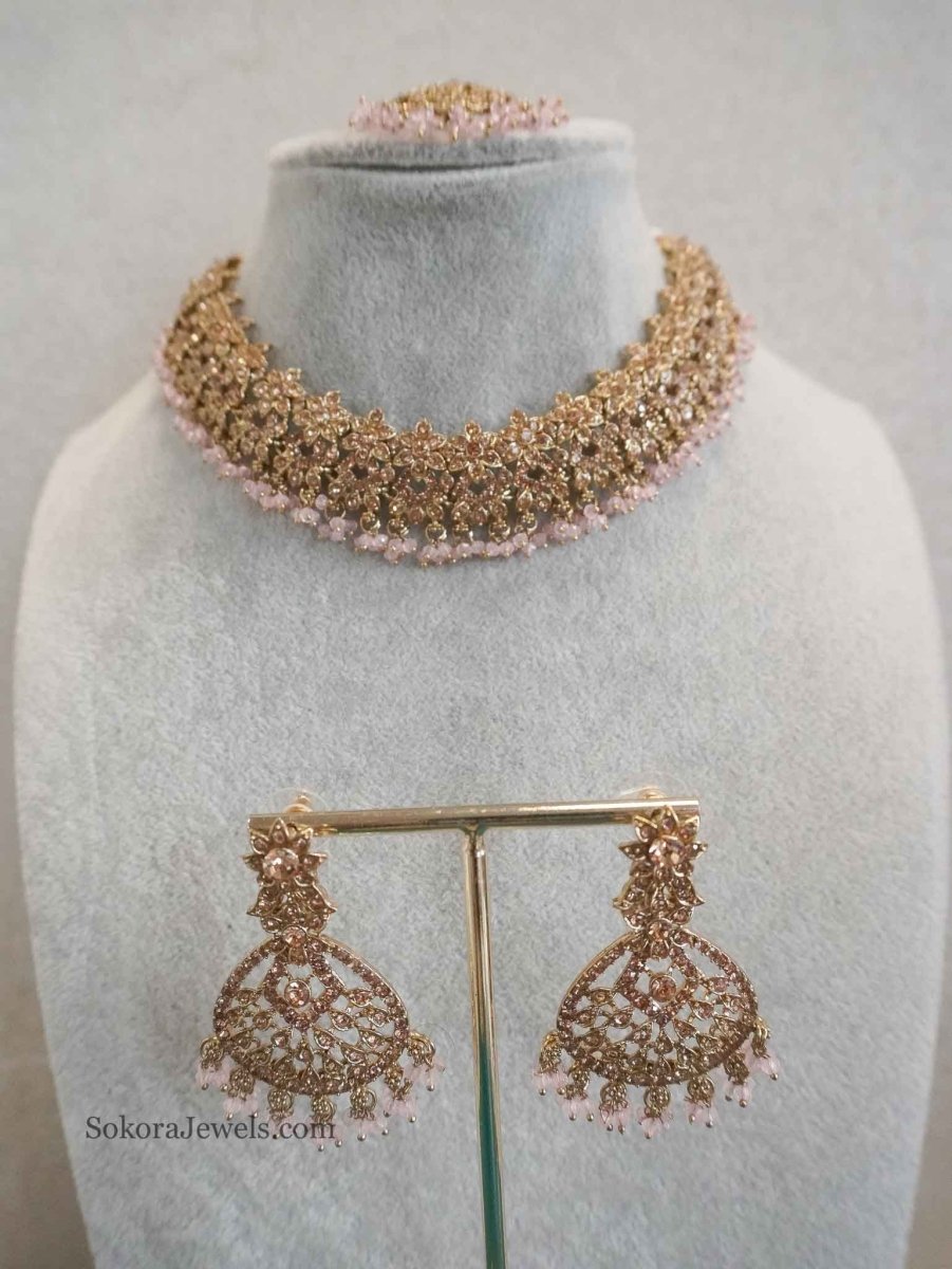 Priyansha Golden Necklace sets - SOKORA JEWELSPriyansha Golden Necklace sets