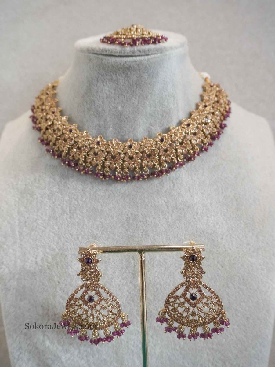 Priyansha Golden Necklace sets - SOKORA JEWELSPriyansha Golden Necklace sets