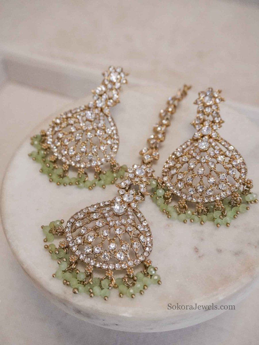 Priyansha Pastel Earrings & Tikka sets - SOKORA JEWELSPriyansha Pastel Earrings & Tikka sets