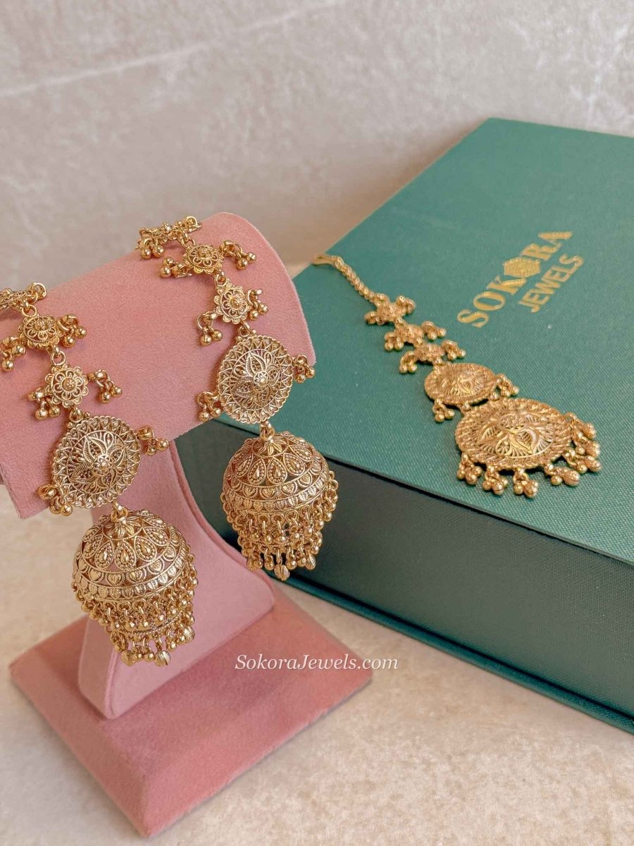 Punjabi Heritage Jhumka & Tikka Set - SOKORA JEWELSPunjabi Heritage Jhumka & Tikka Set