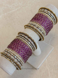 Purple Glass Bangles Set - 2.4 - SOKORA JEWELSPurple Glass Bangles Set - 2.4BANGLES