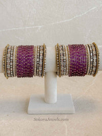 Purple Glass Bangles Set - 2.4 - SOKORA JEWELSPurple Glass Bangles Set - 2.4BANGLES