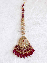 Qainat Bridal Jewellery Set - Maroon - SOKORA JEWELSQainat Bridal Jewellery Set - Marooncustom