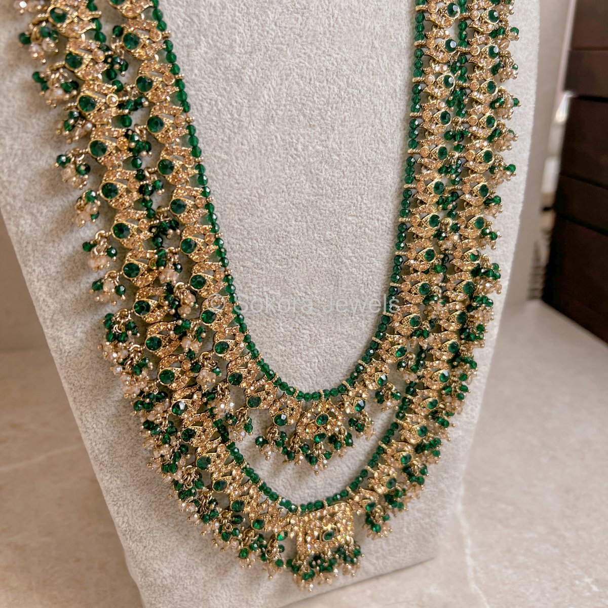 Qudsia Long Necklace - Green - SOKORA JEWELSQudsia Long Necklace - Green