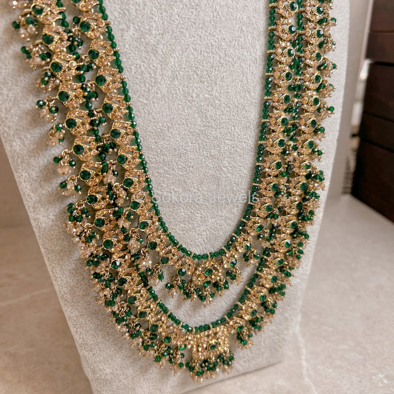 Qudsia Long Necklace - Green - SOKORA JEWELSQudsia Long Necklace - Green