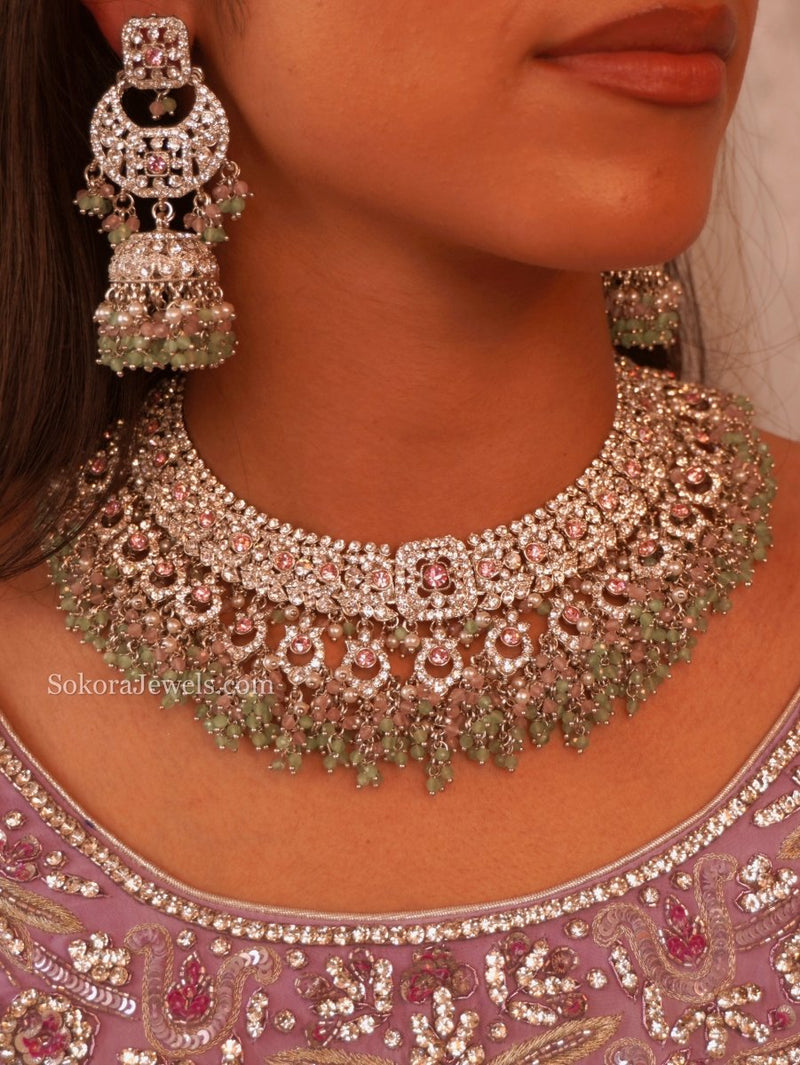 Qudsia Necklace and Earring Set - Pastels - SOKORA JEWELSQudsia Necklace and Earring Set - Pastels