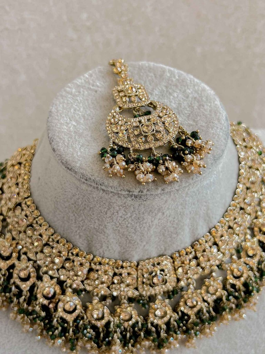 Qudsia Necklace & Earring Set - Green - SOKORA JEWELSQudsia Necklace & Earring Set - Green