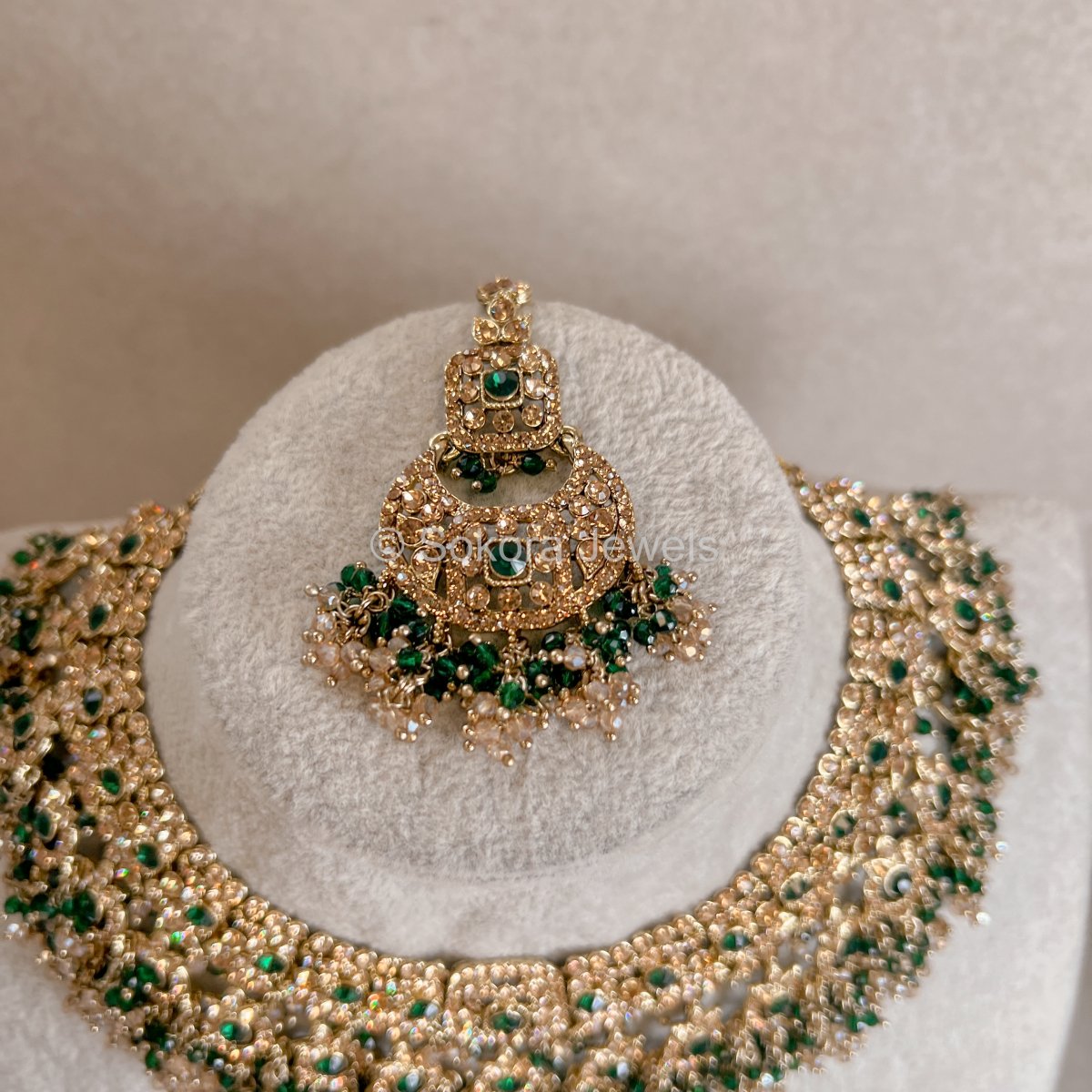 Qudsia Necklace set - Green - SOKORA JEWELSQudsia Necklace set - Green