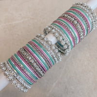 Qudsia Silver and Pastels Bangle set - SOKORA JEWELSQudsia Silver and Pastels Bangle setBANGLES