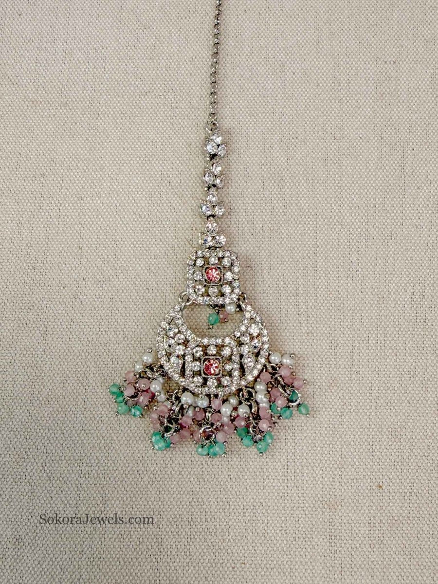 Qudsia Silver Tikka - Pastels - SOKORA JEWELSQudsia Silver Tikka - Pastels