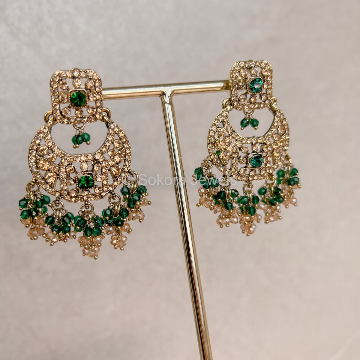 Qudsia Small Earrings - Green - SOKORA JEWELSQudsia Small Earrings - Green