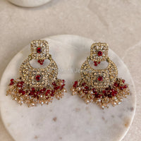 Qudsia Small Earrings - Maroon - SOKORA JEWELSQudsia Small Earrings - Maroon