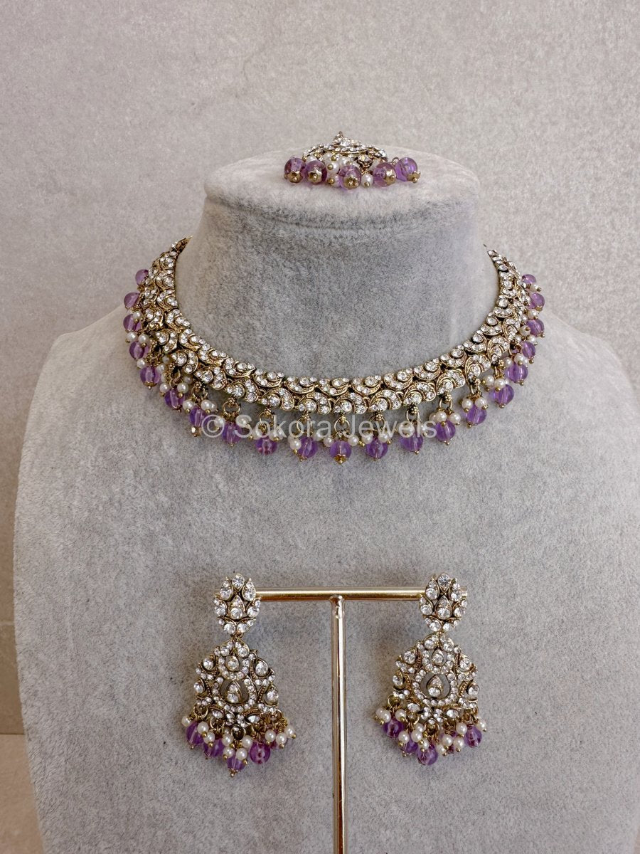 Raina Necklace Set - Purple - SOKORA JEWELSRaina Necklace Set - Purple