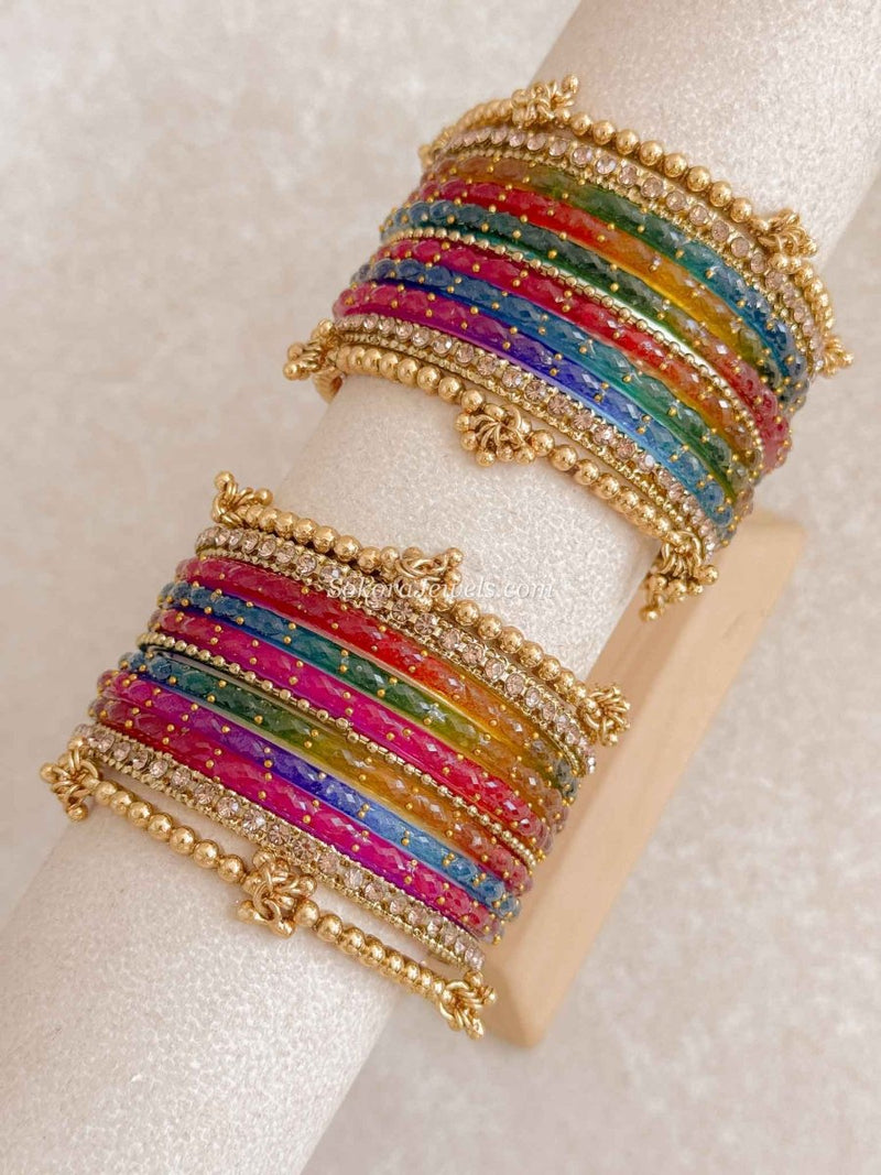 Rainbow Glass Bangle set - SOKORA JEWELSRainbow Glass Bangle setBANGLES