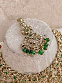 Rajal Bridal Necklace and Earrings Set - Green - SOKORA JEWELSRajal Bridal Necklace and Earrings Set - Green