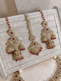 Rajal Bridal Necklace Set - Red - SOKORA JEWELSRajal Bridal Necklace Set - Red