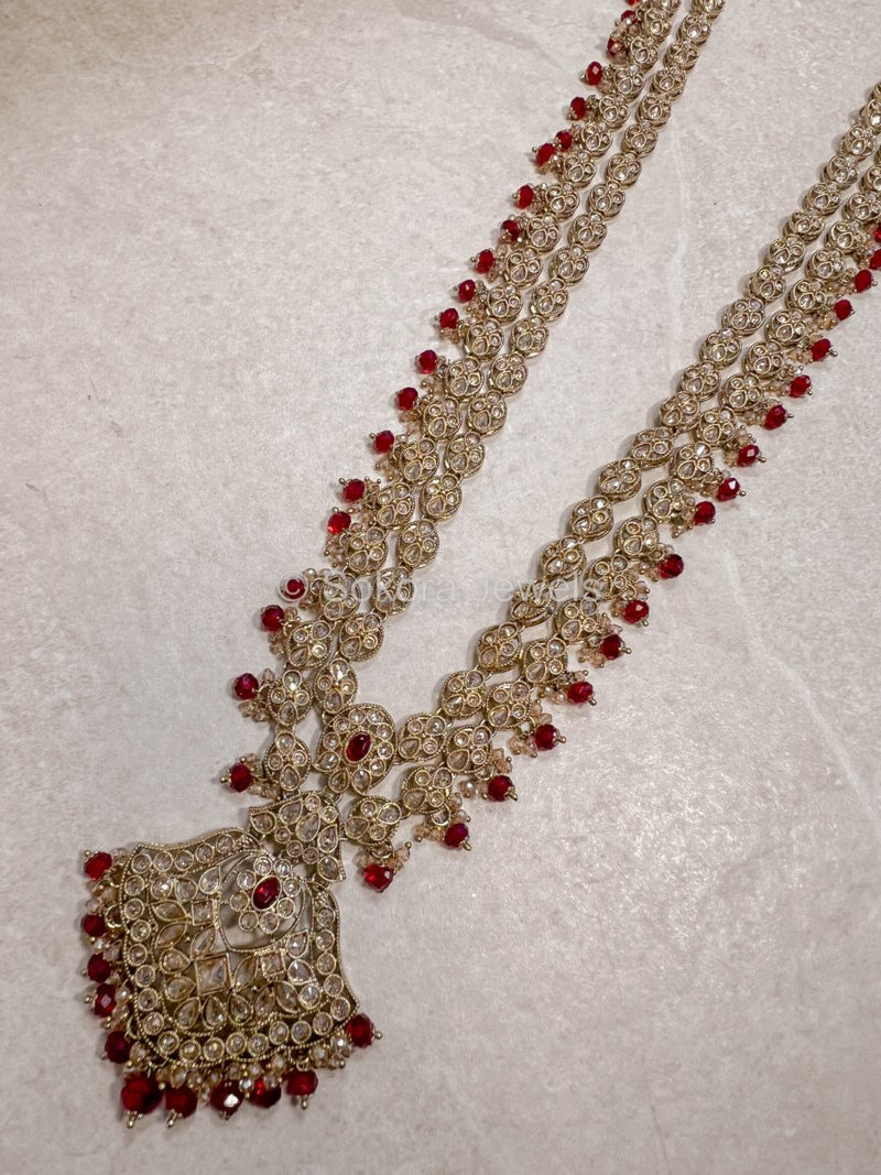 Rajal Long Necklace - Red - SOKORA JEWELSRajal Long Necklace - Red