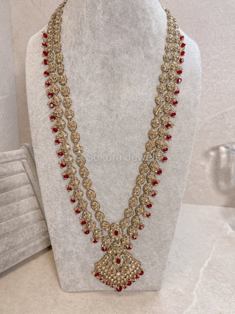 Rajal Long Necklace - Red - SOKORA JEWELSRajal Long Necklace - Red