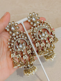 Ranju Antique Gold Kundan Earrings - SOKORA JEWELSRanju Antique Gold Kundan Earrings
