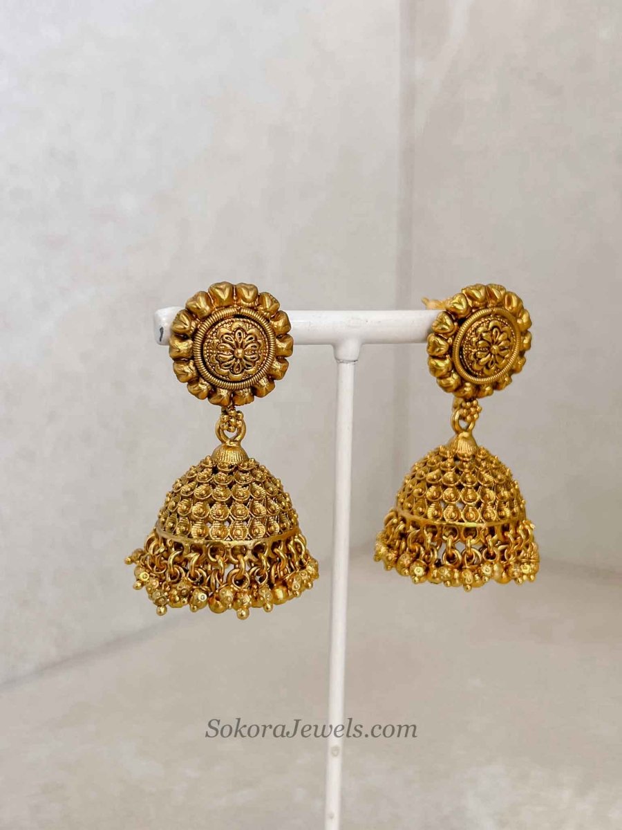 Rashmi Temple Tasselled Choker Set with Jhumkas - SOKORA JEWELSRashmi Temple Tasselled Choker Set with Jhumkas