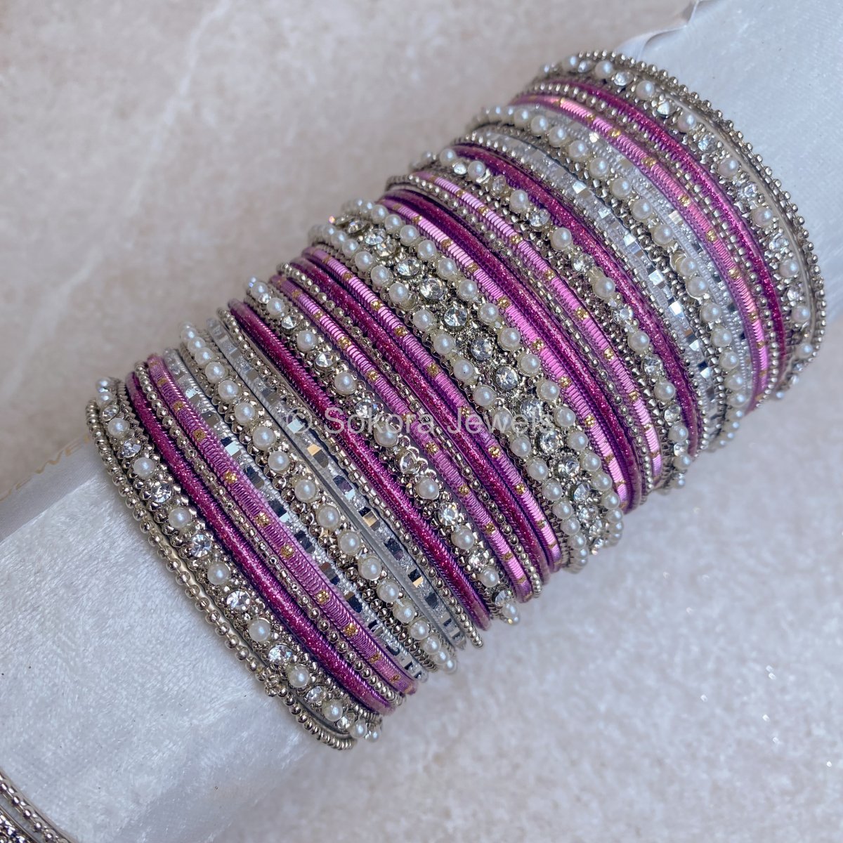 Raveen Bangle Set - Silver & Purple - SOKORA JEWELSRaveen Bangle Set - Silver & PurpleBANGLES