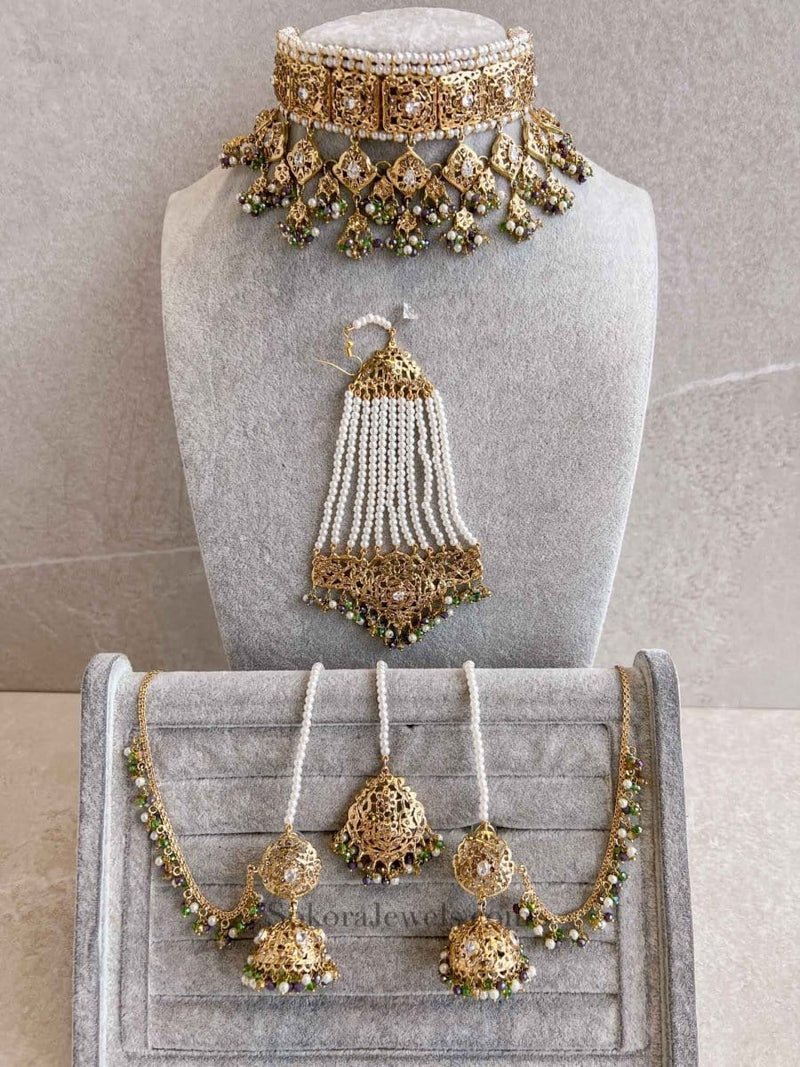 Razia Bridal set - Jade Green - SOKORA JEWELSRazia Bridal set - Jade Green