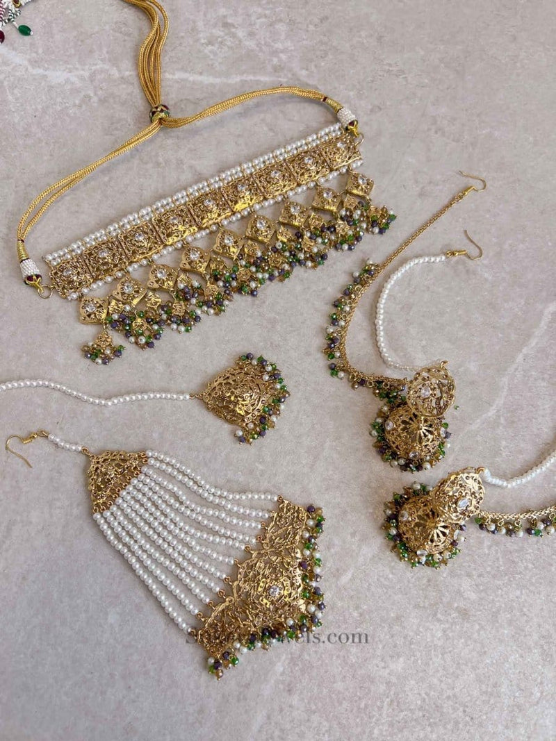 Razia Bridal set - Jade Green - SOKORA JEWELSRazia Bridal set - Jade Green