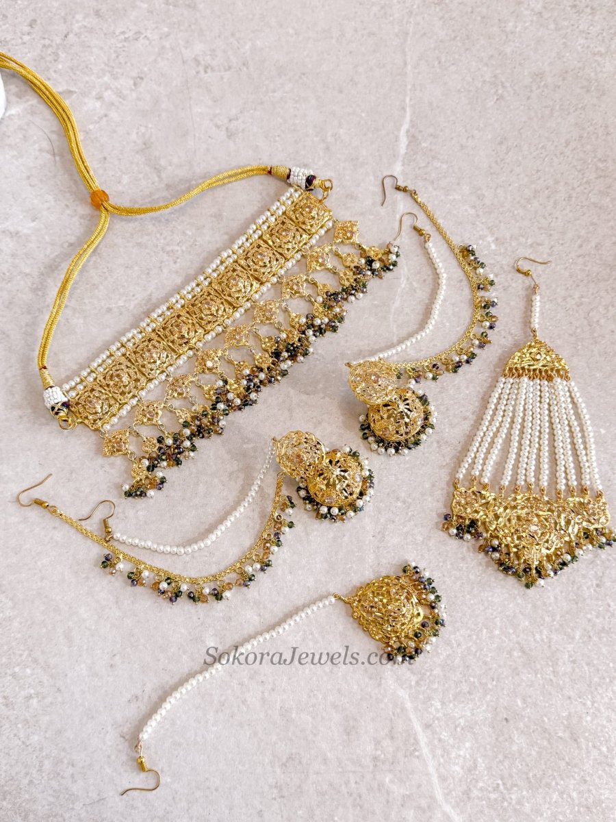 Razia Bridal set - Jade Green - SOKORA JEWELSRazia Bridal set - Jade Green