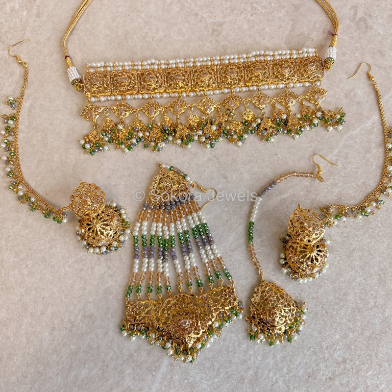 Razia Bridal set - Jade Green - SOKORA JEWELSRazia Bridal set - Jade Green