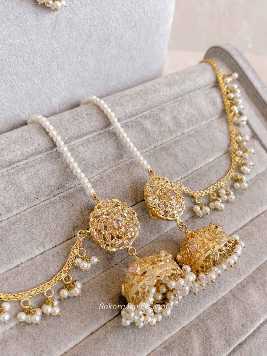 Razia Bridal set - Pearl - SOKORA JEWELSRazia Bridal set - Pearl