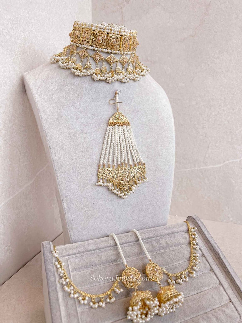 Razia Bridal set - Pearl - SOKORA JEWELSRazia Bridal set - Pearl