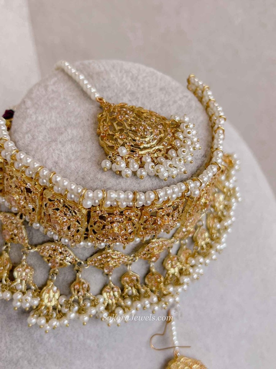 Razia Bridal set - Pearl - SOKORA JEWELSRazia Bridal set - Pearl