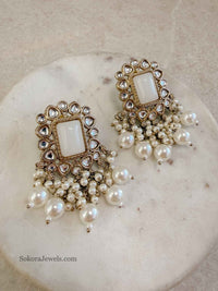 Rectangle Gem Beaded Stud Earrings. - SOKORA JEWELSRectangle Gem Beaded Stud Earrings.studs and tops