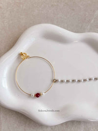 Red and Gold Bead Nose ring - Clip on - SOKORA JEWELSRed and Gold Bead Nose ring - Clip onnose rings