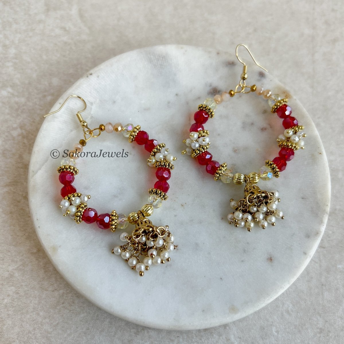 Red and Pink Hoops - SOKORA JEWELSRed and Pink Hoops
