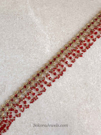 Red Beaded Waist Chain - SOKORA JEWELSRed Beaded Waist Chain