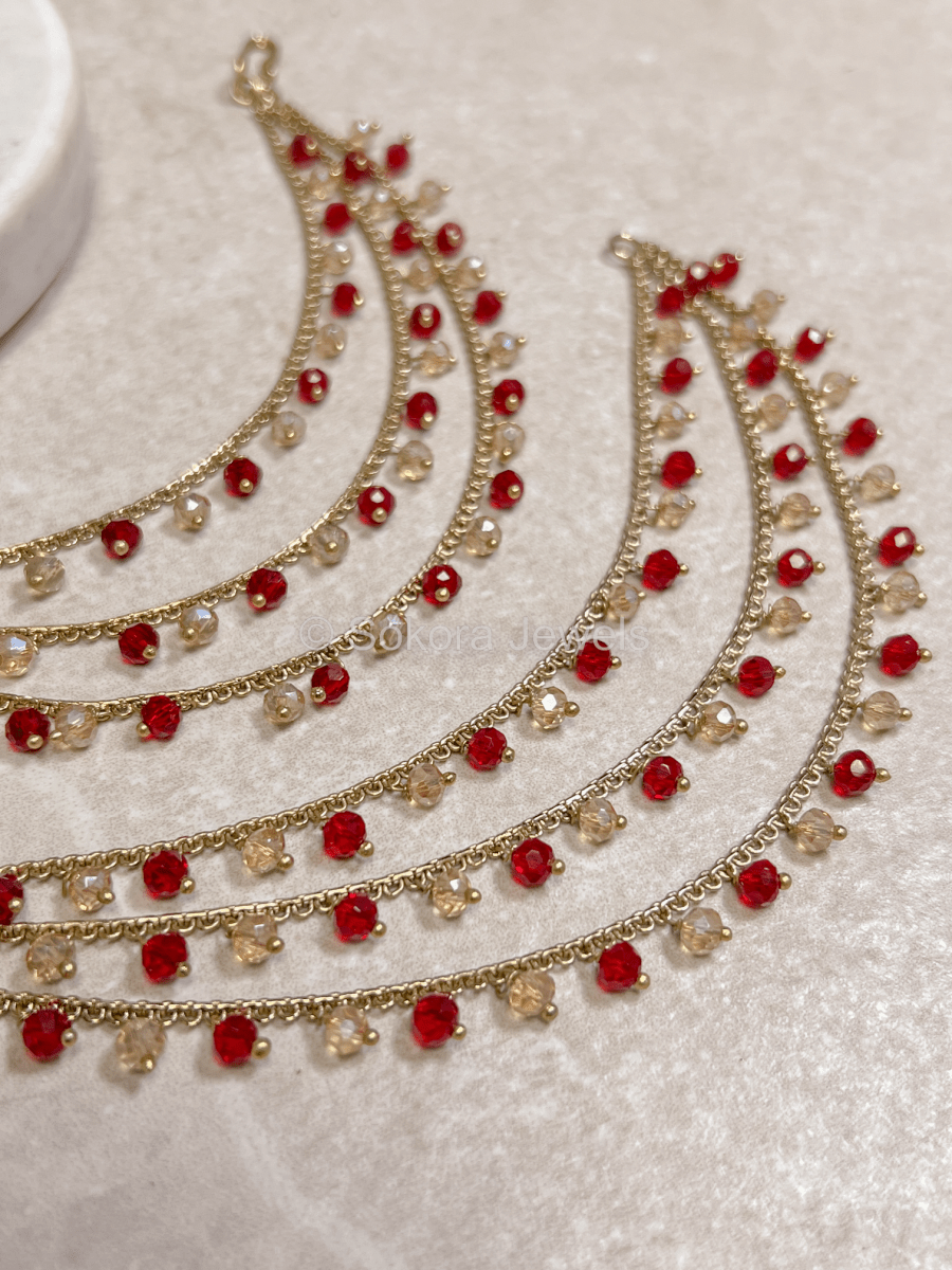 Red Earring Chains - SOKORA JEWELSRed Earring ChainsEARRINGS