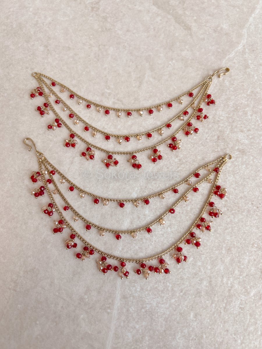 Red Earring chains - SOKORA JEWELSRed Earring chainsEARRINGS