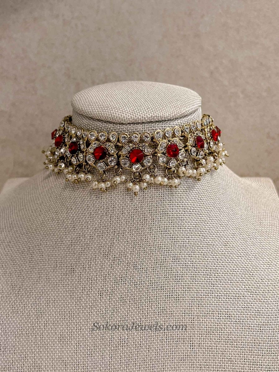 Red Single Choker - SOKORA JEWELSRed Single Chokernecklace sets