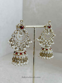 Red Stone Necklace, Tikka & Earring Set - SOKORA JEWELSRed Stone Necklace, Tikka & Earring Set