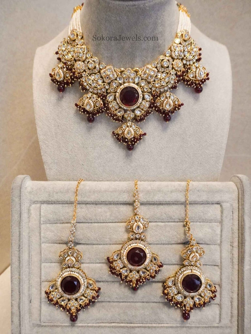 Regal Faux Kundan Statement set - SOKORA JEWELSRegal Faux Kundan Statement set