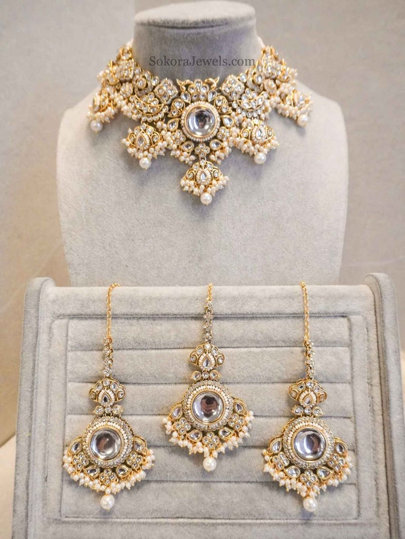 Regal Faux Kundan Statement set - SOKORA JEWELSRegal Faux Kundan Statement set
