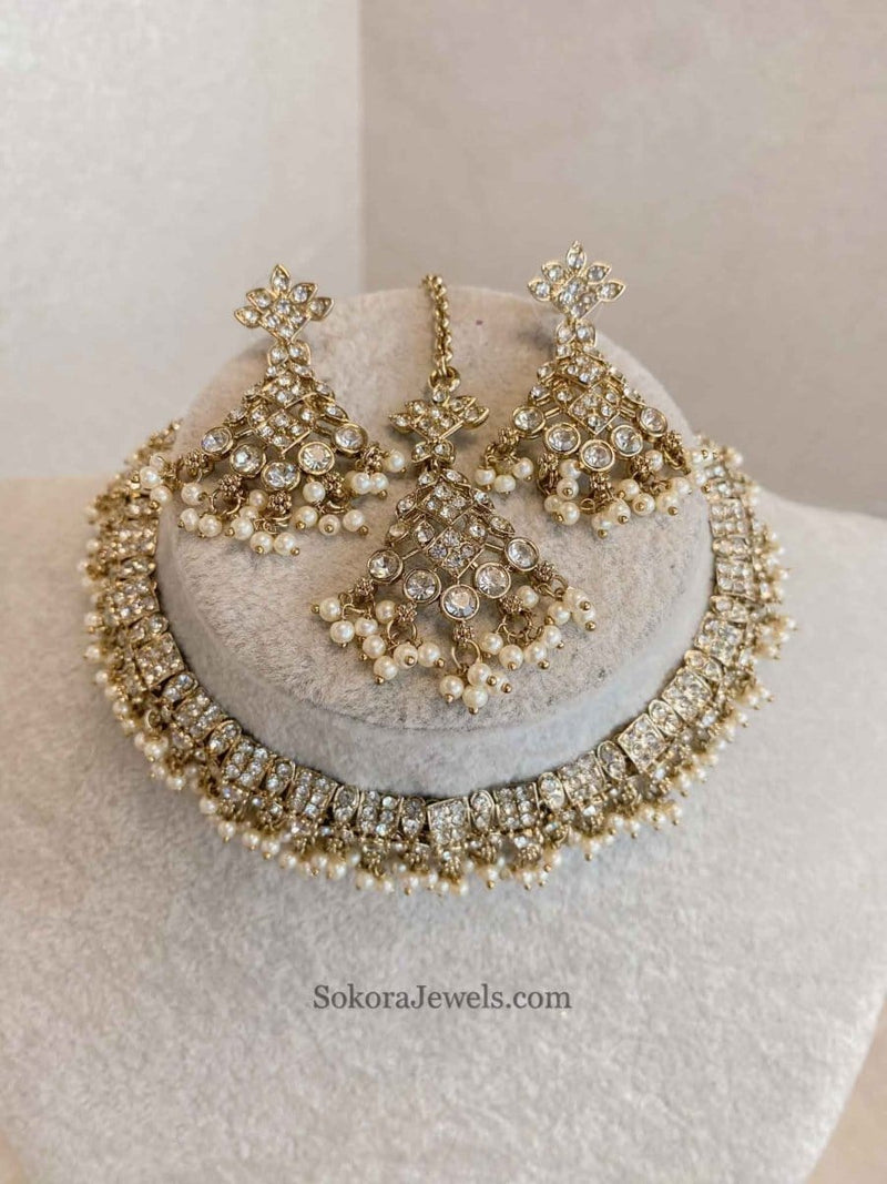 Rehana Clear Necklace Set - SOKORA JEWELSRehana Clear Necklace Set
