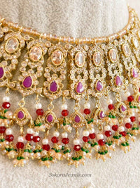 Rehana Gold Plated Bridal Set - Ruby&Green - SOKORA JEWELSRehana Gold Plated Bridal Set - Ruby&Greencustom