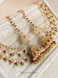 Rehana Gold Plated Bridal Set - Ruby&Green - SOKORA JEWELSRehana Gold Plated Bridal Set - Ruby&Greencustom