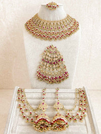 Rehana Gold Plated Bridal Set - Ruby&Green - SOKORA JEWELSRehana Gold Plated Bridal Set - Ruby&Greencustom
