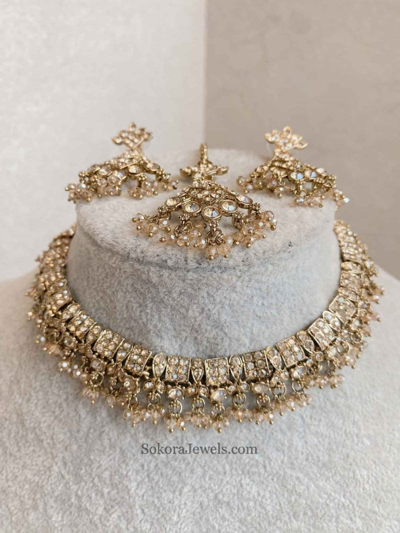 Rehana Golden Necklace Sets - SOKORA JEWELSRehana Golden Necklace Sets
