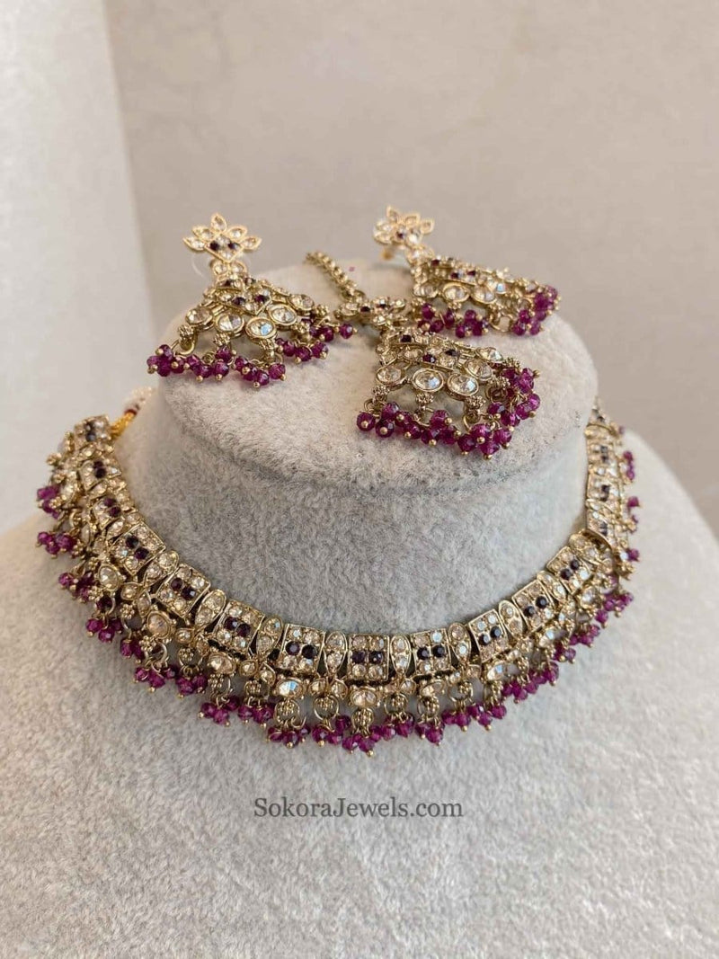 Rehana Golden Necklace Sets - SOKORA JEWELSRehana Golden Necklace Sets