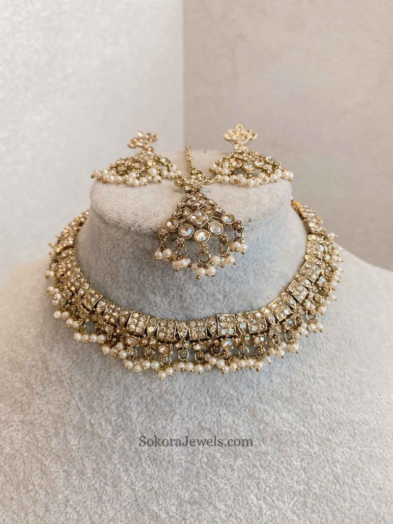 Rehana Golden Necklace Sets - SOKORA JEWELSRehana Golden Necklace Sets